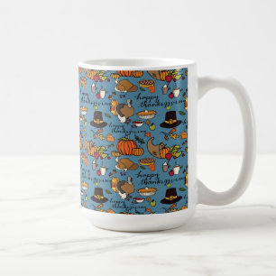 Caneca De Café Feliz Dia de Ação de Graças A Mug Azul