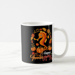Caneca De Café Feliz Dia de Ação de Graças Cavalo-Marinho Em Folh