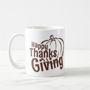 Caneca De Café Feliz Dia de Ação de Graças – Design de Colheita d