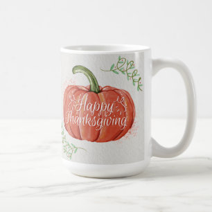 Caneca De Café Feliz Dia de Ação de Graças - Pumpkin com Word 