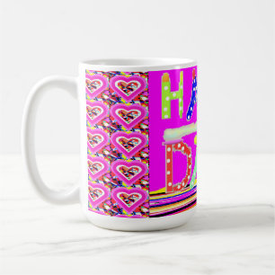 Caneca De Café Feliz dia de arte design açúcar doce cores britâni