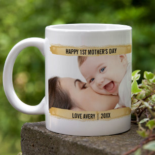 Caneca De Café Feliz Dia de as mães 1rua 2 Foto Amarela BrushAVE