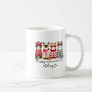 Caneca De Café Feliz Dia de Meowentines Cute Valentines Gato Engr