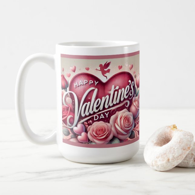 Caneca De Café Feliz dia de os namorados Mug! (Com Donut)
