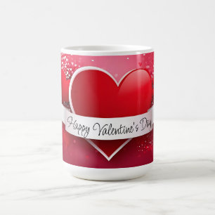 Caneca De Café "Feliz dia de os namorados" vermelho romântico