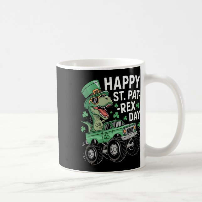 Caneca De Café Feliz Dia de São Pat-rex Patrick Dinossauro Monstr (Direita)