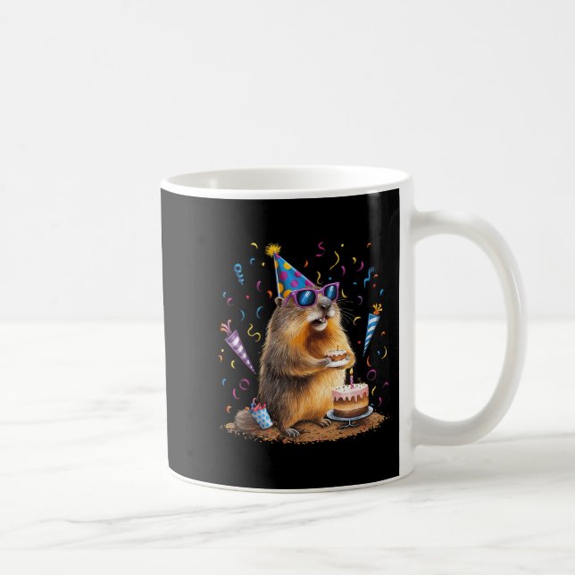 Caneca De Café Feliz Dia do Groundhog 12 Fev Ground Hog Com Anive (Direita)
