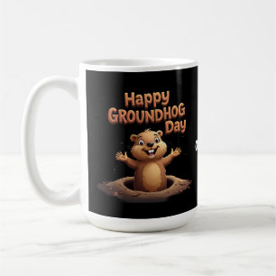 Caneca De Café Feliz Dia do Groundhog Celebre com Humor, Diversão