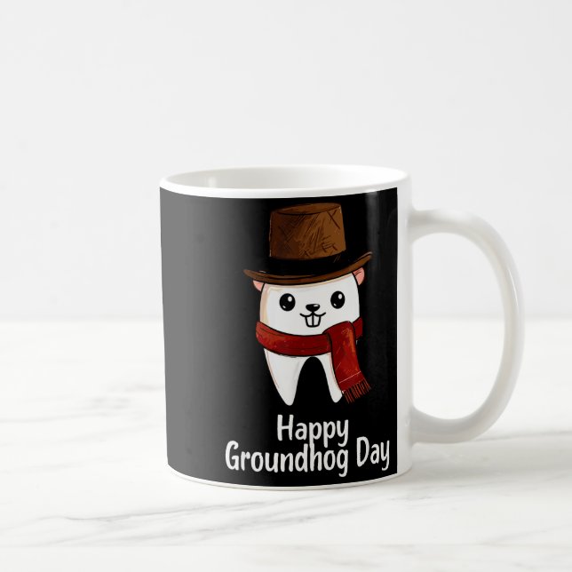 Caneca De Café Feliz Dia do Groundhog Dental Istant Phils Festa d (Direita)