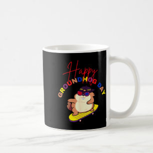 Caneca De Café Feliz Dia do Groundhog Funny Dia do Groundhog Skat
