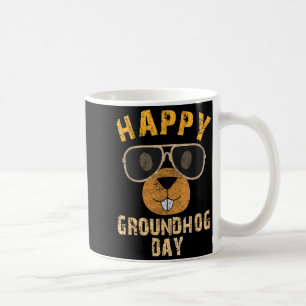 Caneca De Café Feliz Dia do Groundhog Funny Ground Hog Solteiros