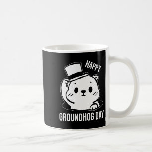 Caneca De Café Feliz Dia do Groundhog Line Art