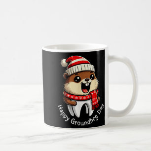 Caneca De Café Feliz Dia do Groundhog Vibrações Dentárias Fofas D
