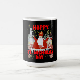 Caneca De Café Feliz dia do Santo Nicholas retro inverno Holodias