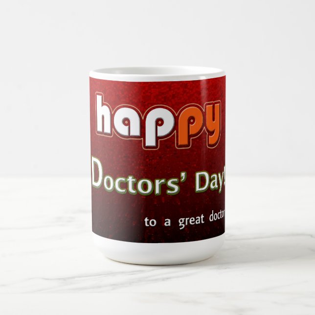 Caneca De Café Feliz Dia dos Médicos Vermelho (Centro)