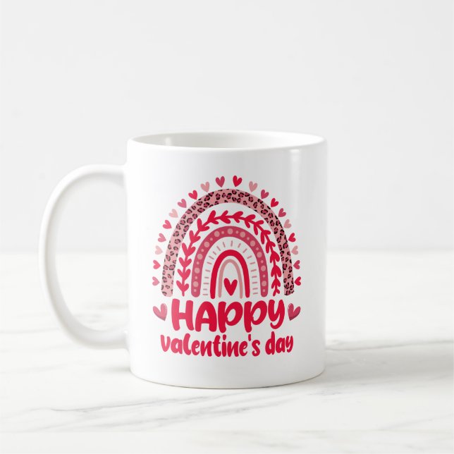 Caneca De Café Feliz Dia dos Namorados Arco-íris Leopardo (Esquerda)