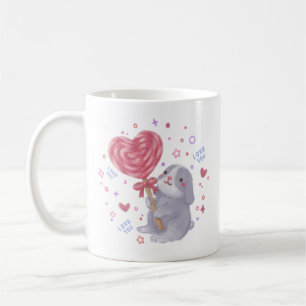 Caneca De Café Feliz Dia dos Namorados com Bunny & Lollipop