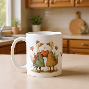 Caneca De Café Feliz Dia dos Namorados, Gansos Encantadores