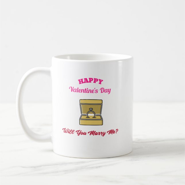 Caneca De Café Feliz Dia dos Namorados Você Quer Casar Comigo? (Esquerda)