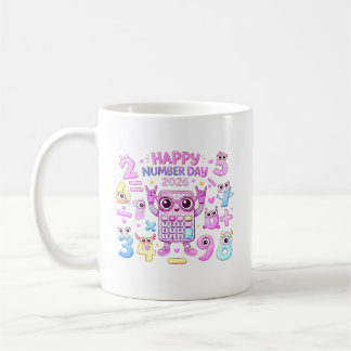 Caneca De Café Feliz Dia dos Números 2026 Design de Calculadora F