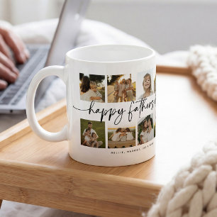 Caneca De Café Feliz Dia dos Pais 8 Colagem de Fotos Lembrança