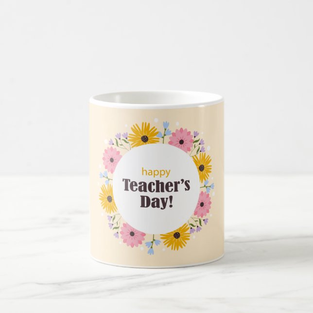 Caneca De Café Feliz Dia dos Professores Flores Silvestres (Centro)