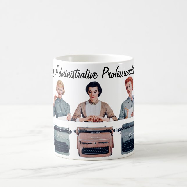 Caneca De Café Feliz Dia dos Profissionais Administrativos Retro (Centro)