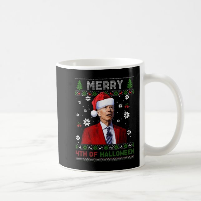 Caneca De Café Feliz do Natal Biden Feio (Direita)