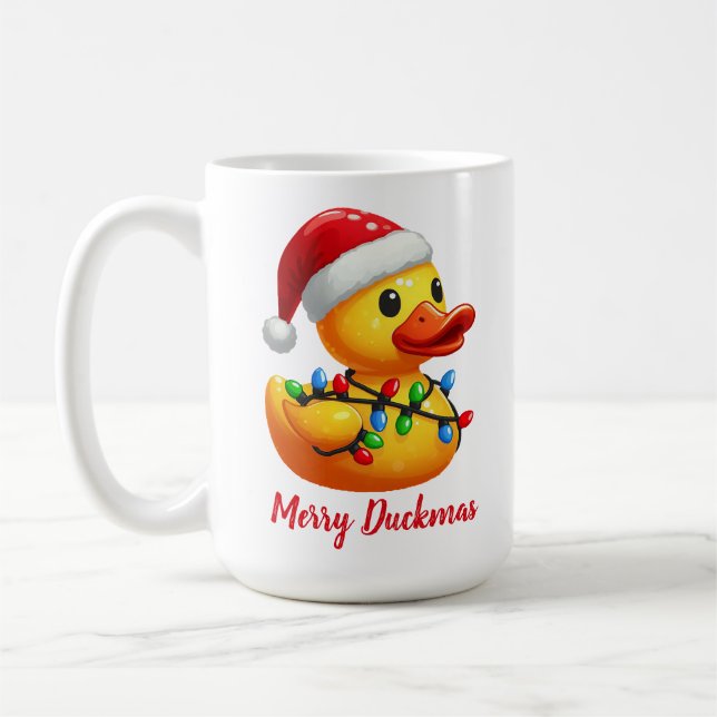 Caneca De Café Feliz Duckmas, Papais noeis, Pato de Borracha Nata (Esquerda)
