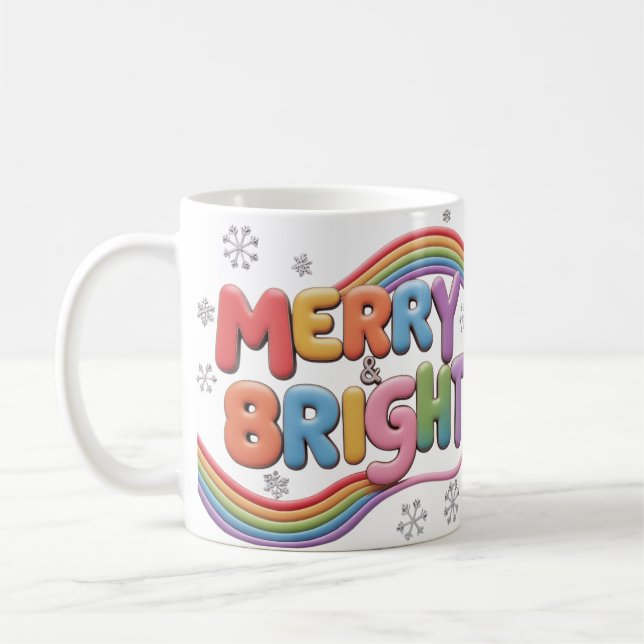 Caneca De Café Feliz e Bright Clássico de Natal (Esquerda)