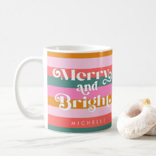 Caneca De Café Feliz e Bright Modern Strike Natal Personalizado