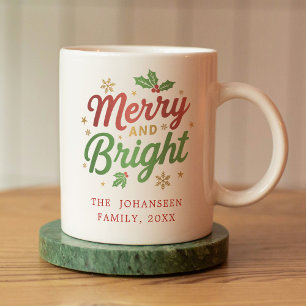 Caneca De Café Feliz e Bright Moderno Natal Simples