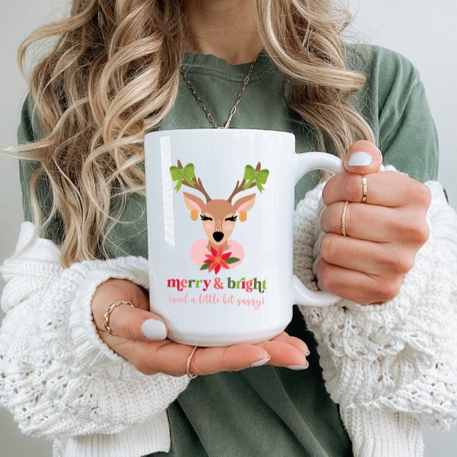 Caneca De Café Feliz e Brilho (e um pouco sombrio) Feriado (Merry & Bright (and a little bit sassy) Coffee Mug)