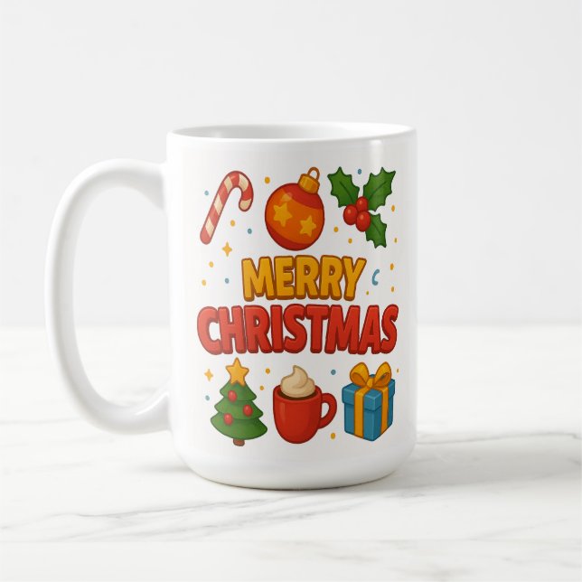 Caneca De Café Feliz e Brilho - Natal Impressionante (Esquerda)