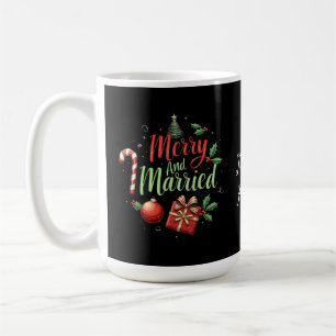 Caneca De Café Feliz e casado celebrando seu primeiro Natal