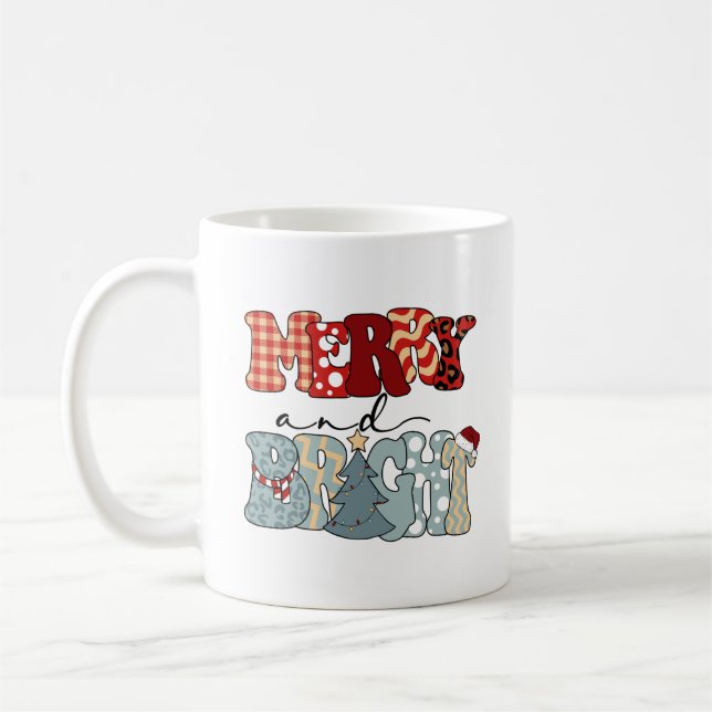 Caneca De Café Feliz e Feliz Natal-Feliz Natal-Natal-Engraçado (Esquerda)
