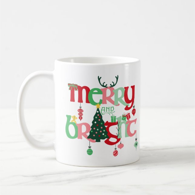 Caneca De Café Feliz e Natal brilhante (Esquerda)