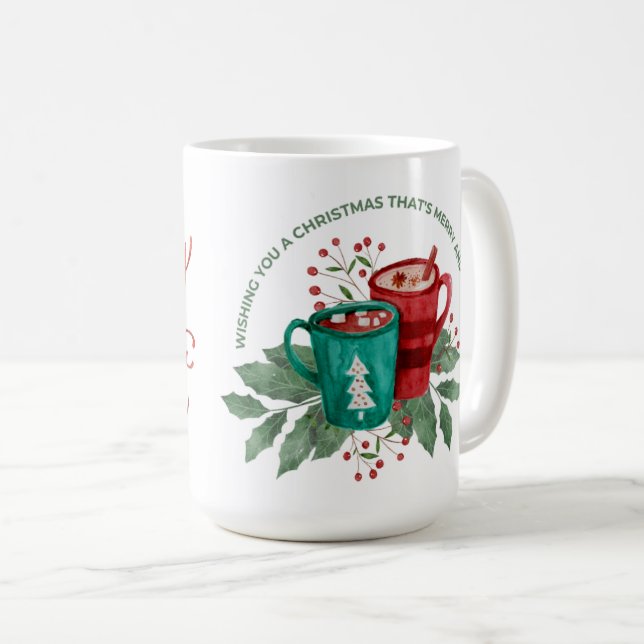Caneca De Café Feliz e Natal Brilhantes (Frente Esquerda)
