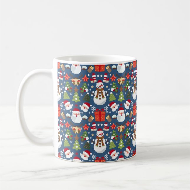 Caneca De Café Feliz e Padrões de Natal brilhantes (Esquerda)