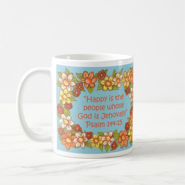 Caneca De Café Feliz é Pessoas Deus é Jeová Escritura Mug (Esquerda)