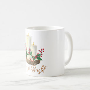Caneca De Café Feliz e Vela Brilhante Vaca de Natal