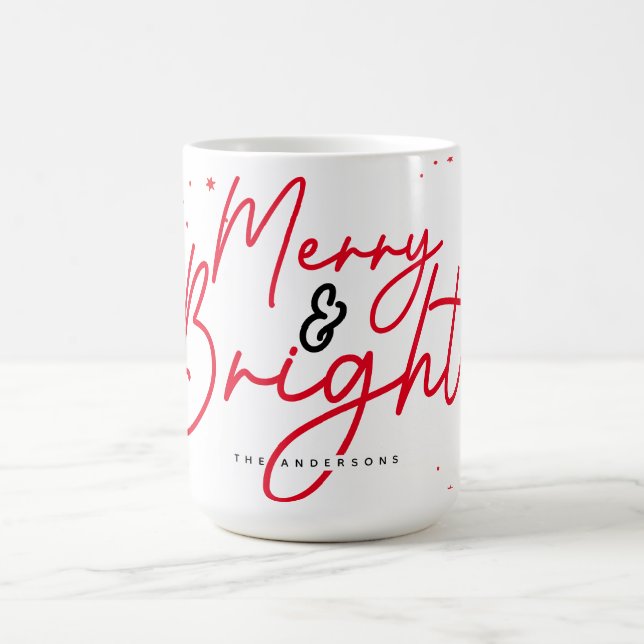 Caneca De Café Feliz e vermelho Natal brilhante (Centro)