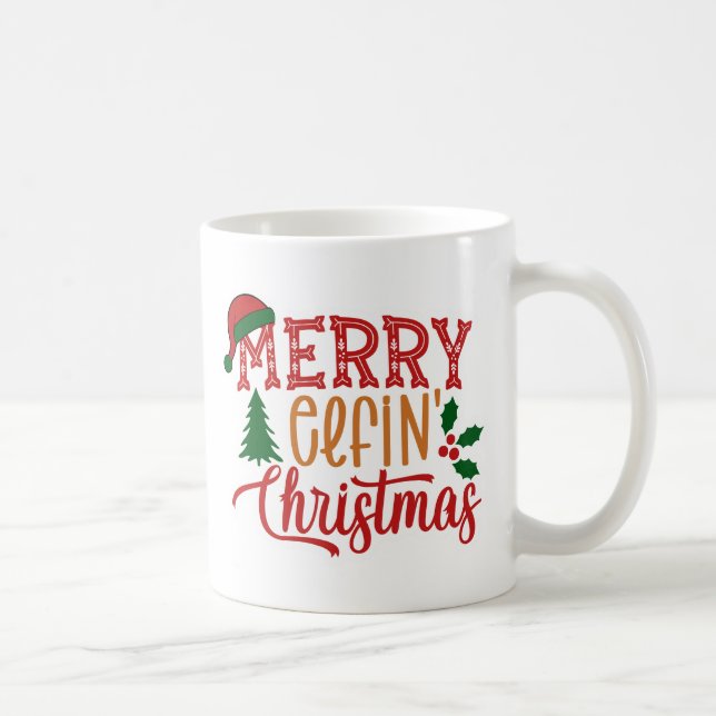 Caneca De Café Feliz Elfin Natal (Direita)