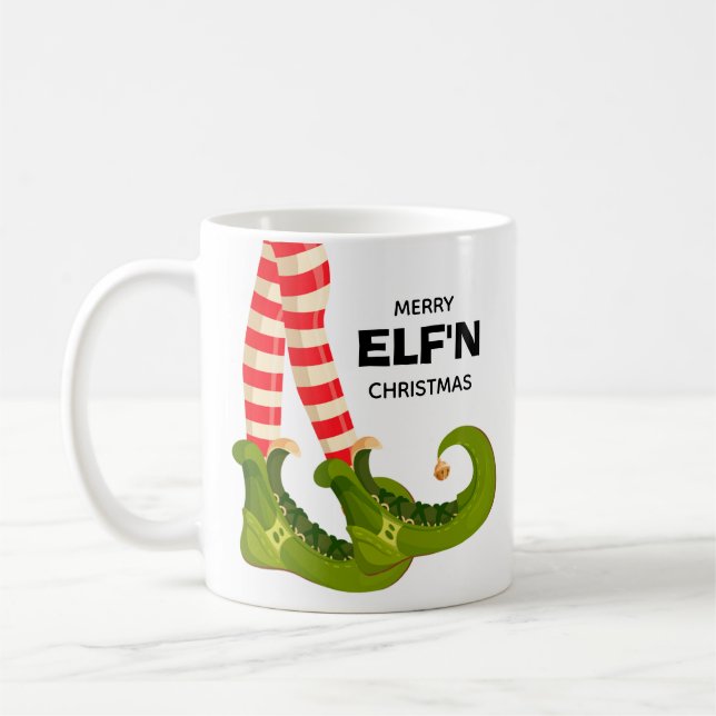 Caneca De Café Feliz Elf'n Natal (Esquerda)
