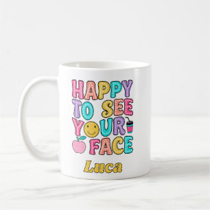 Caneca De Café Feliz em Ver Seu Rosto Cute Professor Retro