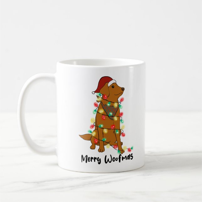 Caneca De Café Feliz engraçada Cachorro de Natal de Woofmas (Esquerda)