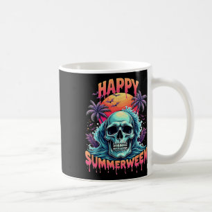 Caneca De Café Feliz Esqueleto de Summerween de Verão Melancia Ja