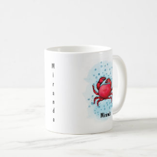 Caneca De Café Feliz estilo de aquarela vermelho do caranguejo
