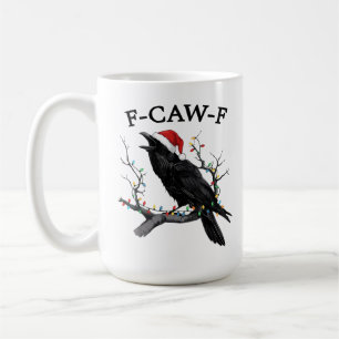 Caneca De Café Feliz F-Caw-F Natal Corvo Preto Engraçado F Caw F