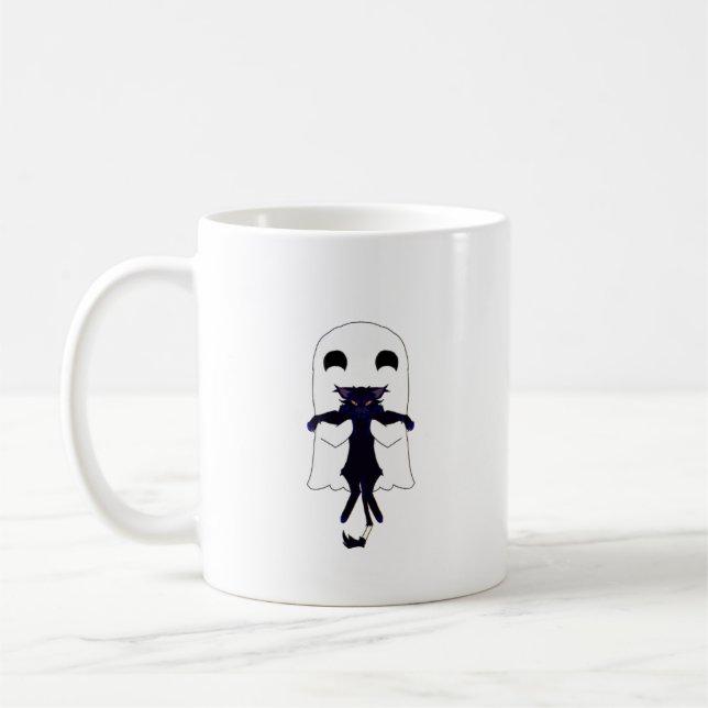Caneca De Café Feliz Fantasma e Gata Negra Scraggly, 11 oz (Esquerda)